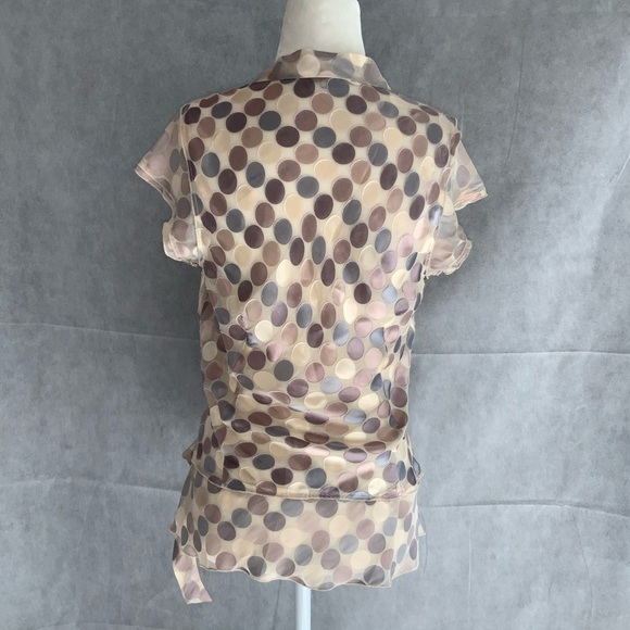 BCBGMaxAzria Satin Polka Dot Burnout Top Blush Pink Sz Small - Picture 6 of 9